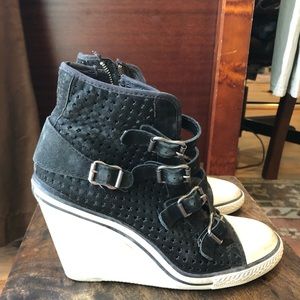 ASH black suede wedge sneakers